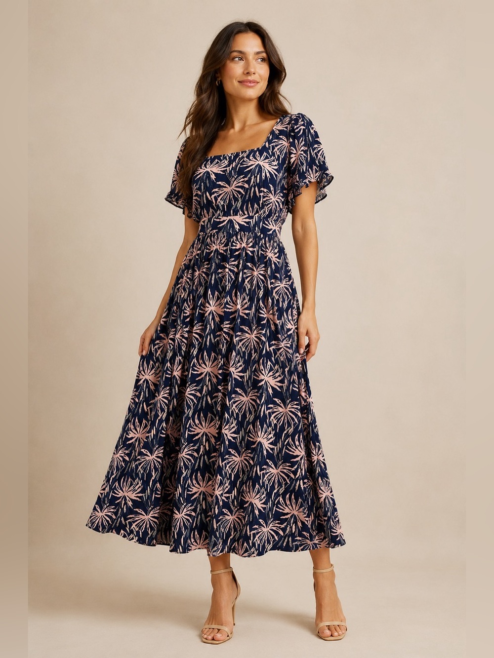 Madewell Tie-Waist Midi Shirtdress • Size M (Runs Large) • Navy/Print